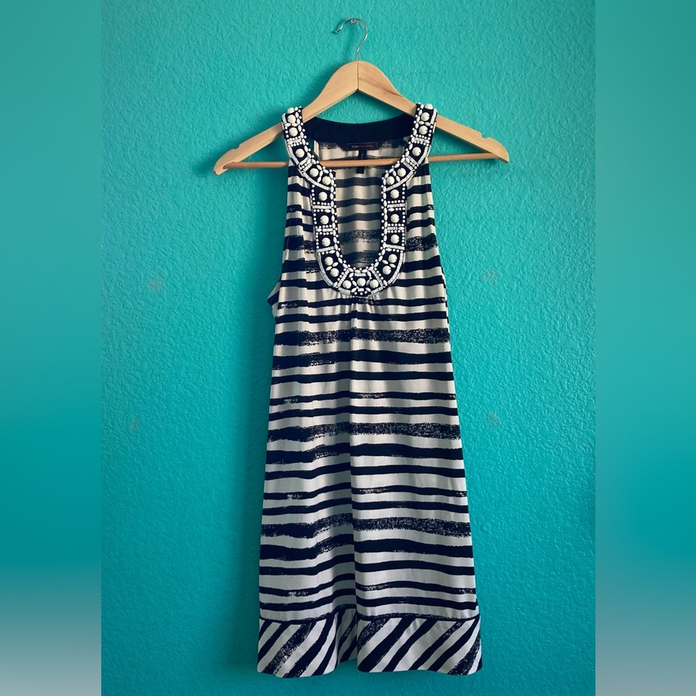 BCBG MaxAzria Black and white Striped mini dress.